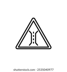 Narrow bridge ahead icon Isolated flat vector in outline