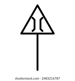 Narrow bridge ahead icon linear logo mark in black and white