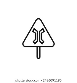 Narrow bridge ahead icon logo sign vector outline