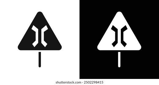 Narrow bridge ahead icon logo set vector