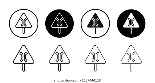 Narrow bridge ahead icon logo sign set vector outline