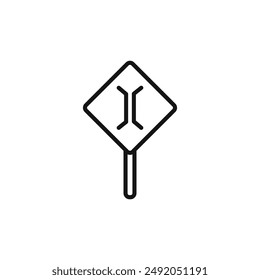 Narrow bridge ahead icon outline collection in black and on white background
