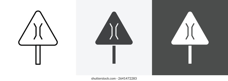 Narrow bridge ahead icon set vector art