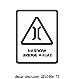 Narrow bridge ahead icon vector line logo art