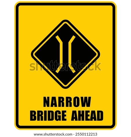 Narrow Bridge ahead, sign vector