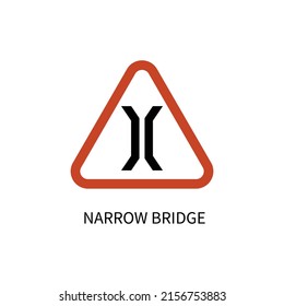 narrow bridge road sign vector icon illustration sign
