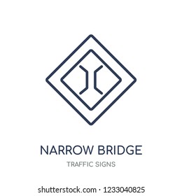 Narrow bridge sign icon. Narrow bridge sign linear symbol design from Traffic signs collection. Simple outline element vector illustration on white background