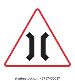Señal de advertencia de puente estrecho, triángulo rojo, flecha negra, símbolo de tráfico, señal de advertencia de carretera victor Art