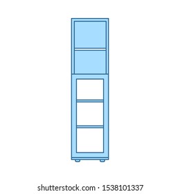 Narrow Cabinet Icon. Thin Line With Blue Fill Design. Vector Illustration.
