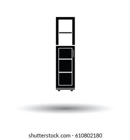 Narrow cabinet icon. White background with shadow design. Vector illustration.