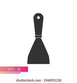 A narrow construction spatula. Solid design. On a white background. Tools for workers. Flat vector illustration.