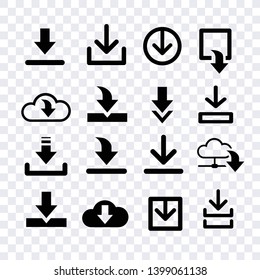 narrow download vector, arroows download black icons vector isolated  for creating button, bar and web app icons, download now symbol, vector arrow down document file symbol icon set