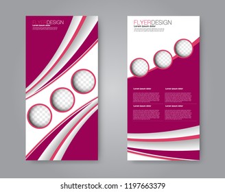 Narrow flyer and leaflet design. Set of two side brochure templates. Vertical banners. Red color. Vector illustration mockup.