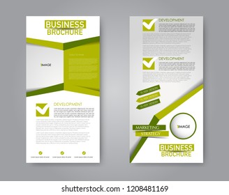 Narrow flyer and leaflet design. Set of two side brochure templates. Vertical banners. Green color. Vector illustration mockup.
