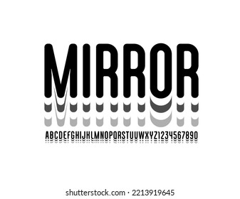 Narrow font, rounded condensed alphabet, modern letters and numbers with shadow, vector illustration 10EPS