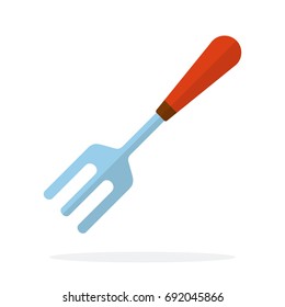 Narrow garden rake. Garden accessories vector flat material design isolated on white