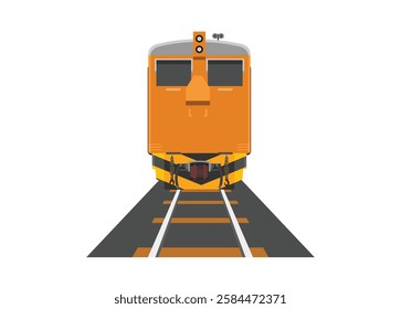 Narrow gauge diesel locomotive. Rear view. Simple flat illustration.