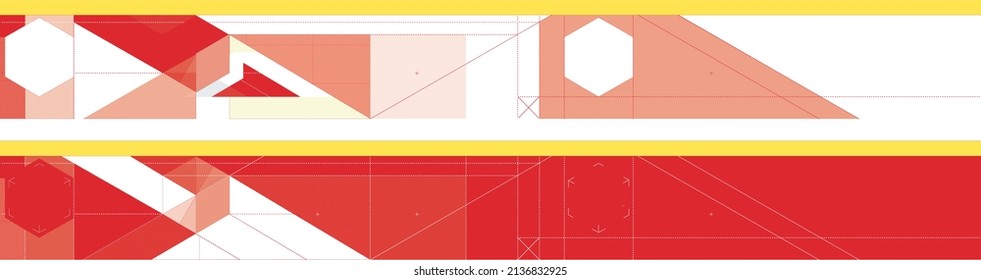 Narrow graphic element to create a banner, wall panel in a red color palette 