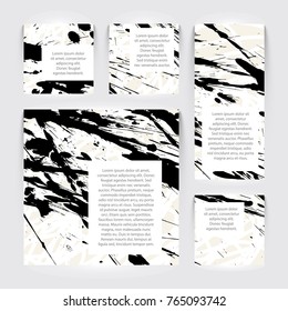 Narrow horizontal banners. Set of cards with inkblots. Vector illustration