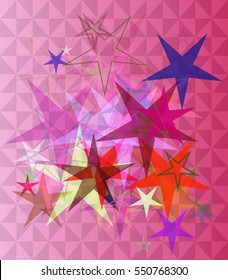 narrow image at glow, stars vector background around complex billboard