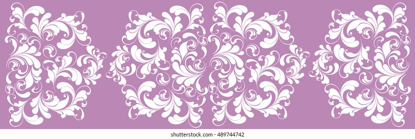 Narrow lace pattern. Decoration ribbons and lingerie. Delicate floral pattern, this Boho and country.