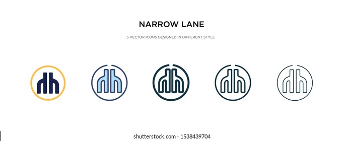 narrow lane icon in different style vector illustration. two colored and black narrow lane vector icons designed in filled, outline, line and stroke style can be used for web, mobile, ui
