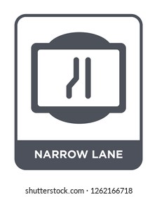 narrow lane icon vector on white background, narrow lane trendy filled icons from Traffic signs collection, narrow lane simple element illustration