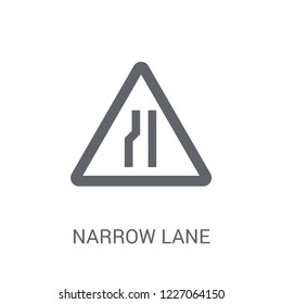 Narrow lane sign icon. Trendy Narrow lane sign logo concept on white background from Traffic Signs collection. Suitable for use on web apps, mobile apps and print media.