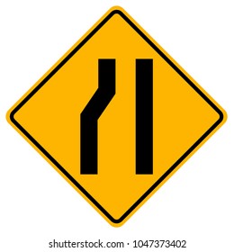Narrow Left Traffic Road Sign,Vector Illustration, Isolate On White Background Label. EPS10