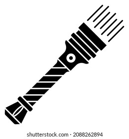 Linterna estrecha y larga para la iluminación. Linterna portátil portátil portátil, carcasa no deslizante, impermeable. Icono del vector, glifo, aislado