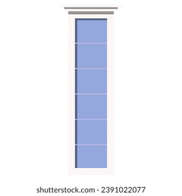 Narrow long window with bars for home isolated on white background. Vector clipart.