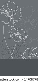 Narrow Mourning Card With Grey And White Flowers Banner