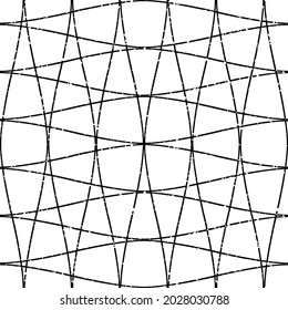Narrow ogee grid abstract vector seamless pattern background. Elegant geometric backdrop monochrome black white graph paper style backdrop. Symmetrical mesh net repeat for packaging wellness