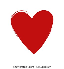 Narrow red painted heart vector, isolated on a white background