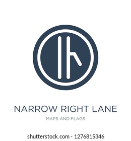 narrow right lane icon vector on white background, narrow right lane trendy filled icons from Maps and Flags collection, narrow right lane vector illustration