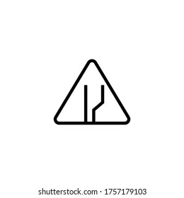 Narrow right lane sign vector icon in black line style icon, style isolated on white background