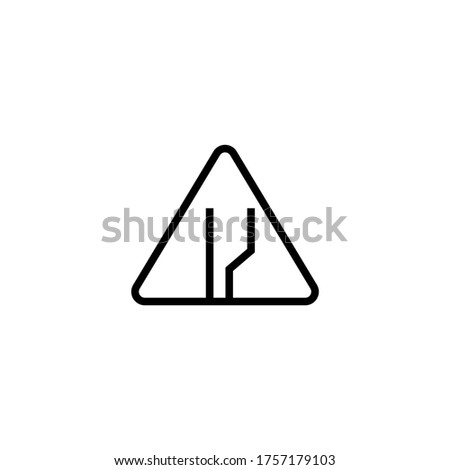 Narrow right lane sign vector icon in black line style icon, style isolated on white background