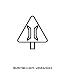 Símbolo de camino estrecho por delante en forma de triángulo Ilustración vectorial