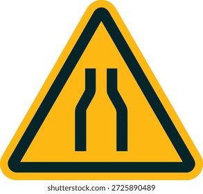 Narrow road ahead warning sign