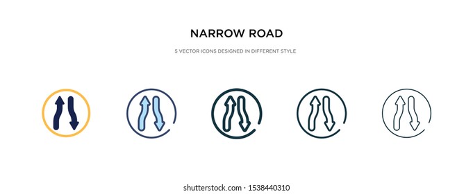 narrow road icon in different style vector illustration. two colored and black narrow road vector icons designed in filled, outline, line and stroke style can be used for web, mobile, ui