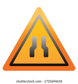 Narrow road icon vector illustration,Traffic Signs