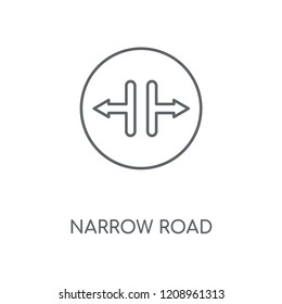 Narrow road linear icon. Narrow road concept stroke symbol design. Thin graphic elements vector illustration, outline pattern on a white background, eps 10.