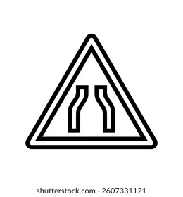 narrow roads car driving obstacles line icon vector. narrow roads car driving obstacles sign. isolated contour symbol black illustration