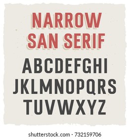 Narrow Sans Serif font in uppercase  / Vectors / Condensed typeface