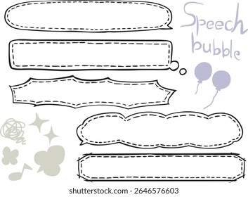 Narrow speech bubble set with dotted lines