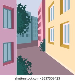 narrow street perspective exterior town-scape city-scape