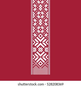 Narrow stripe with traditional baltic ornament on red