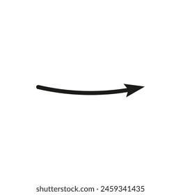 Narrow thin geometric arrow curved shape.