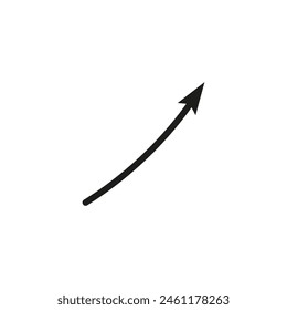Narrow thin geometric arrow curved shape.
