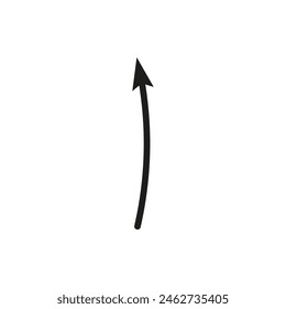 Narrow thin geometric arrow curved shape.